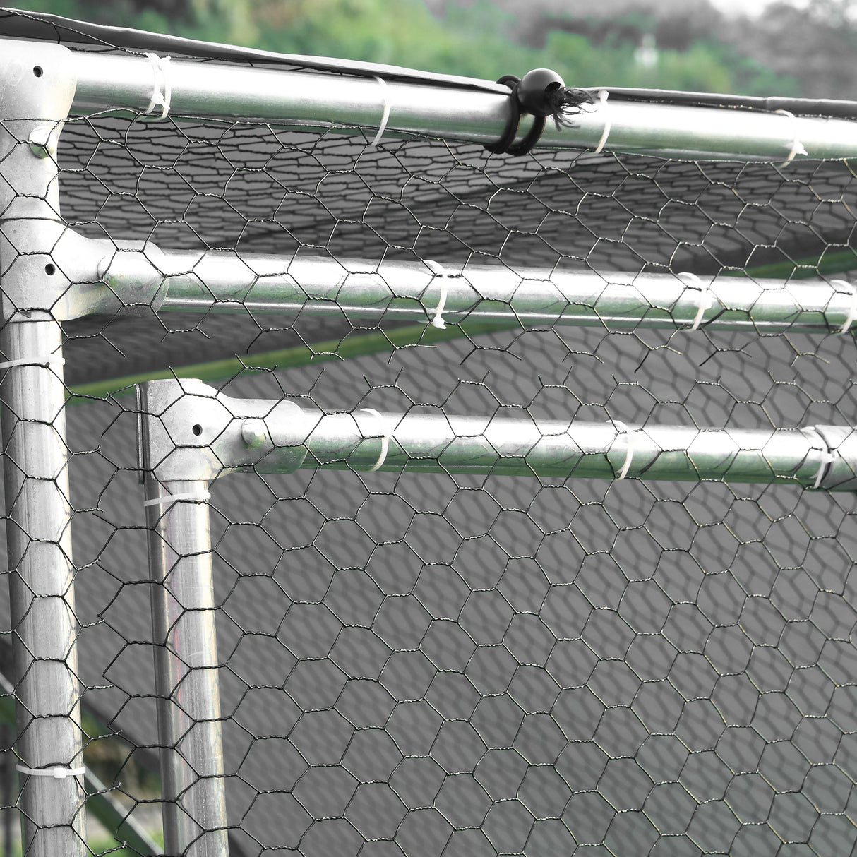 easycomfort easycomfort recinto gabbia per galline in metallo galvanizzato porta con blocco e sezione con copertura oxford grigio