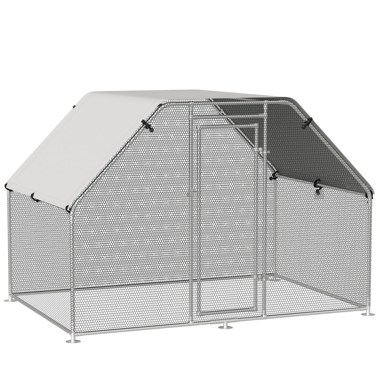 easycomfort easycomfort recinto gabbia per galline in metallo galvanizzato porta con blocco e sezione con copertura oxford grigio