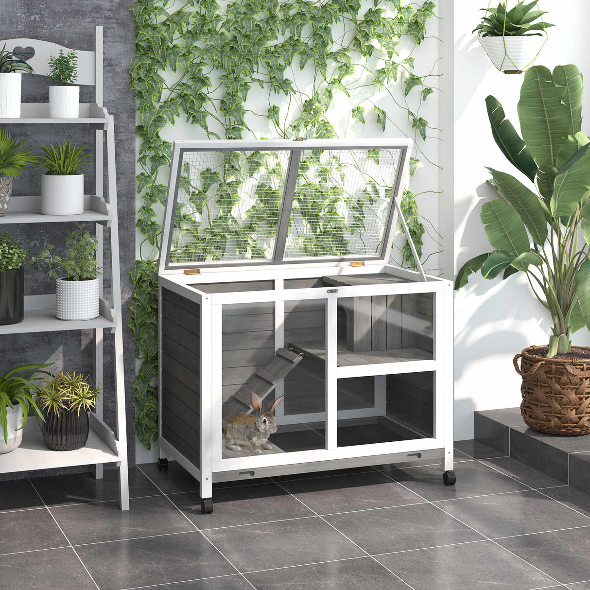 easycomfort easycomfort conigliera in legno 2 livelli gabbia per conigli e porcellini dindia ean 8055776911168