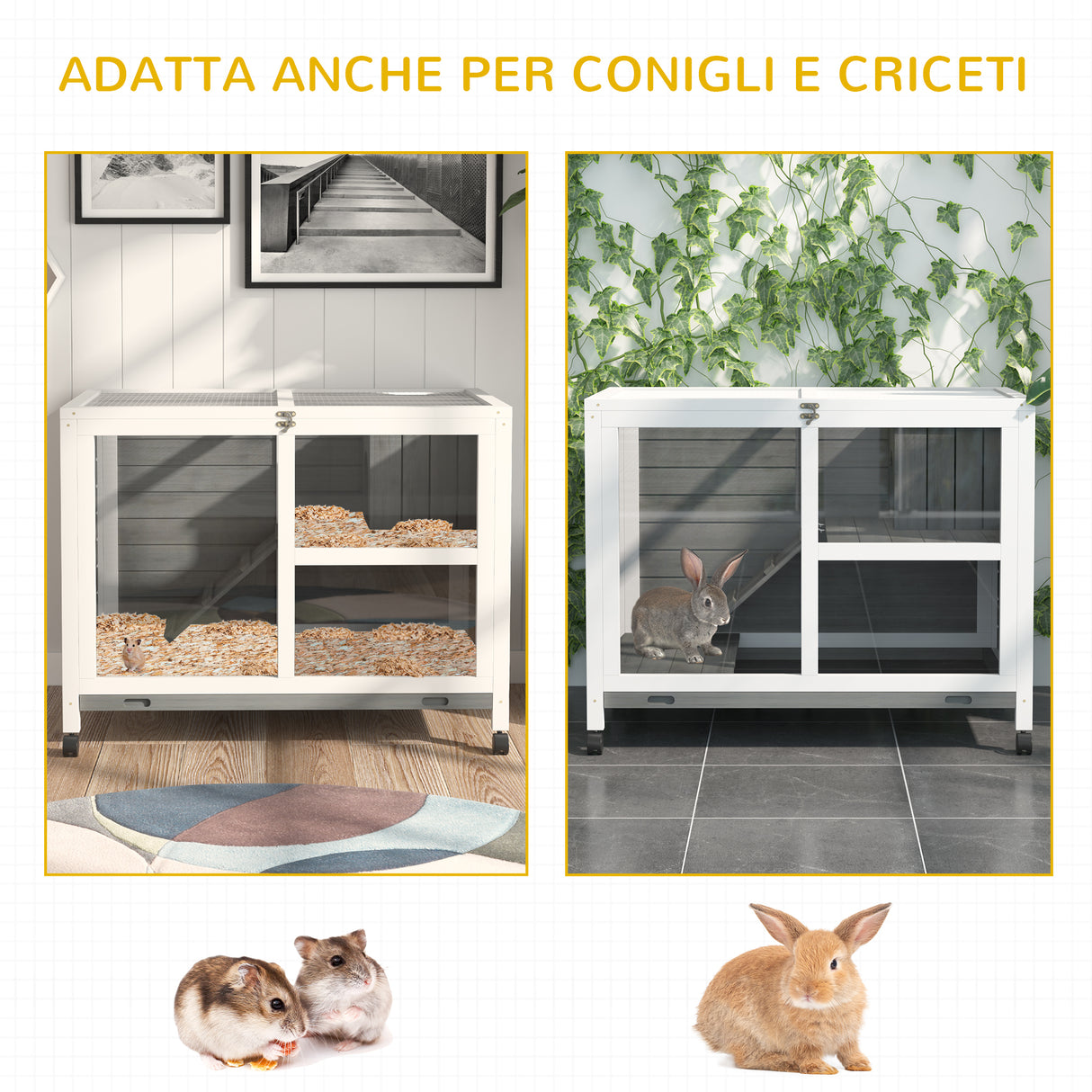 easycomfort easycomfort conigliera in legno 2 livelli gabbia per conigli e porcellini dindia ean 8055776911168