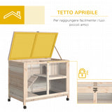 easycomfort easycomfort conigliera in legno a 2 piani con casetta rampa e vassoio estraibile 91.5x53.3x73cm legno