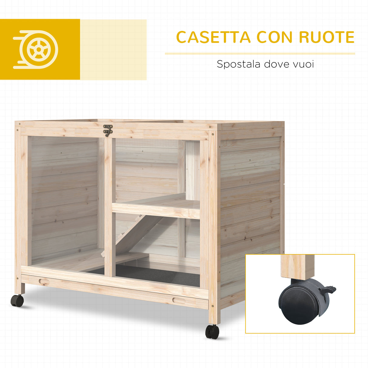 easycomfort easycomfort conigliera in legno a 2 piani con casetta rampa e vassoio estraibile 91.5x53.3x73cm legno