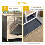 easycomfort easycomfort conigliera in legno a 2 piani con casetta rampa e vassoio estraibile 91.5x53.3x73cm legno