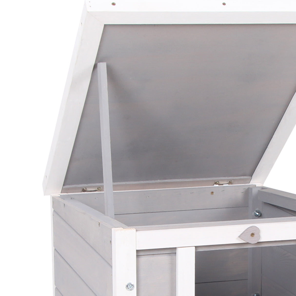 easycomfort easycomfort gabbia per conigli in legno da esterno con tetto in asfalto e rampa antiscivolo 42x51x43cm grigia