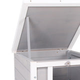 easycomfort easycomfort gabbia per conigli in legno da esterno con tetto in asfalto e rampa antiscivolo 42x51x43cm grigia