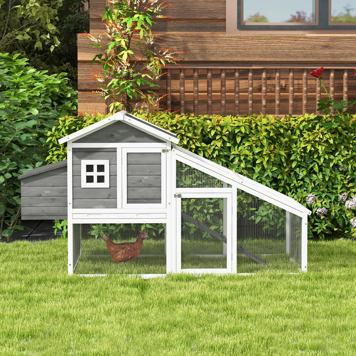 easycomfort easycomfort gabbia per galline o anatre pollaio prefabbricato in legno con tetto impermeabile 178x95x100 cm grigio