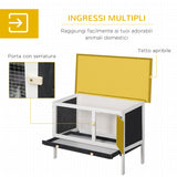 easycomfort easycomfort conigliera in legno di abete da esterno con vassoio estraibile tetto apribile in bitume e rete metallica 90x45x65cm nera bianca e verde