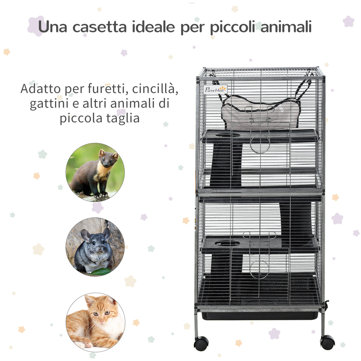 easycomfort easycomfort gabbia in metallo per roditori 4 livelli con vassoio rimovibile 52 x 52 x 113.5cm ean 8054144134680