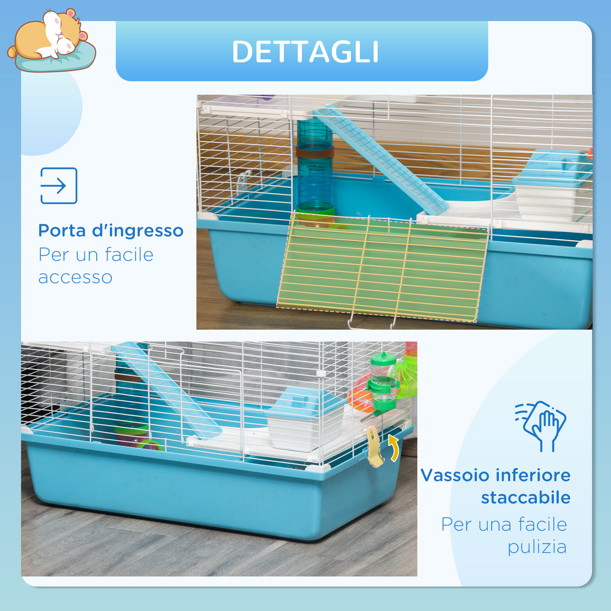 easycomfort easycomfort gabbia per criceti a 3 livelli con tubi casetta serbatoio dellacqua e ruota 59x36x47cm