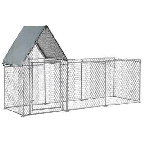 easycomfort easycomfort recinto per galline in acciaio galvanizzato con telo di protezione in oxford 302x107x172cm argento