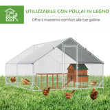 easycomfort easycomfort pollaio da giardino con telaio zincato copertura impermeabile e rete esagonale 3x4x2m argento