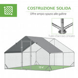 easycomfort easycomfort pollaio da giardino con telaio zincato copertura impermeabile e rete esagonale 3x4x2m argento