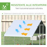 easycomfort easycomfort pollaio da giardino con telaio zincato copertura impermeabile e rete esagonale 3x6x2m argento