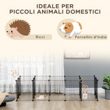 easycomfort easycomfort gabbia per porcellini dindia recinto per piccoli animali 18 pz con porta 175x70x45cm nero