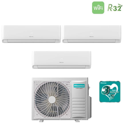 Climatizzatore Condizionatore Hisense Trial Split Inverter serie ECOSENSE 9+9+12 con 3AMW52U4RJC R-32 Wi-Fi Integrato 9000+9000+12000