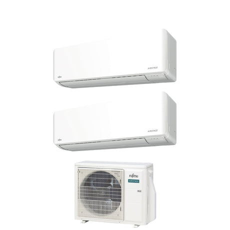 fujitsu climatizzatore condizionatore fujitsu dual split inverter serie km 77 con aoyg14kbta2 r 32 wi fi integrato 70007000