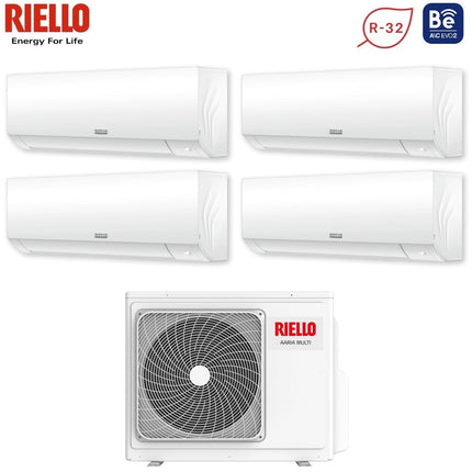 Climatizzatore Condizionatore Riello Quadri Split Inverter serie AARIA PLUS I 9+9+9+9 con AARIA MULTI 485 PI R-32 Wi-Fi Integrato 9000+9000+9000+9000