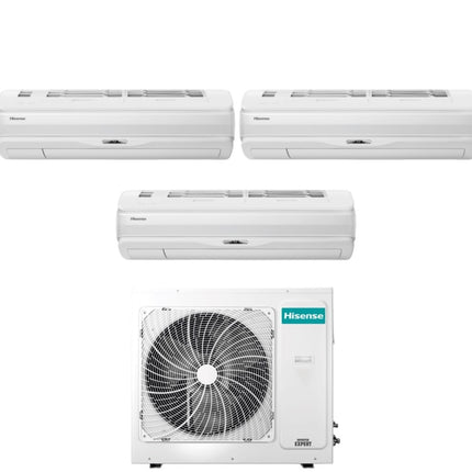 Climatizzatore Condizionatore Hisense Trial Split Inverter serie SILENTIUM PRO 12+12+12 con 3AMW72U4RJC R-32 Wi-Fi Integrato 12000+12000+12000