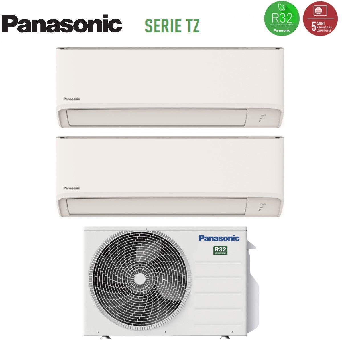 Climatiseur Panasonic Dual Split Inverter Series Tz 9+12 Avec Cu-2re15sbe Wi-Fi en option 9000+12000