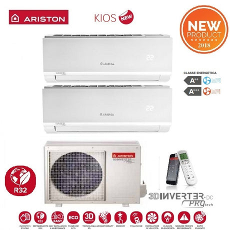 ariston climatizzatore condizionatore ariston dual split inverter serie kios 912 con dual 50 xd0 o r 32 wi fi optional 900012000 btu ean 8059657006820