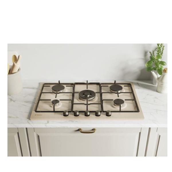 candy piano cottura a gas candy chw7av4wgt 5 fuochi l745xp51 acciaio inox sabbia ean 8016361997820