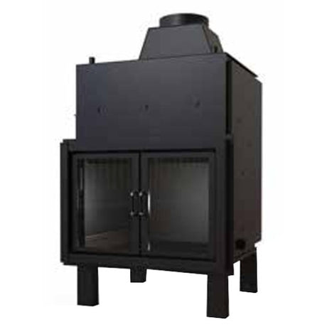 ctm termocamino a legna ctm basic eco s1 24 kw per produzione acs con scambiatore full link e chiusura antine