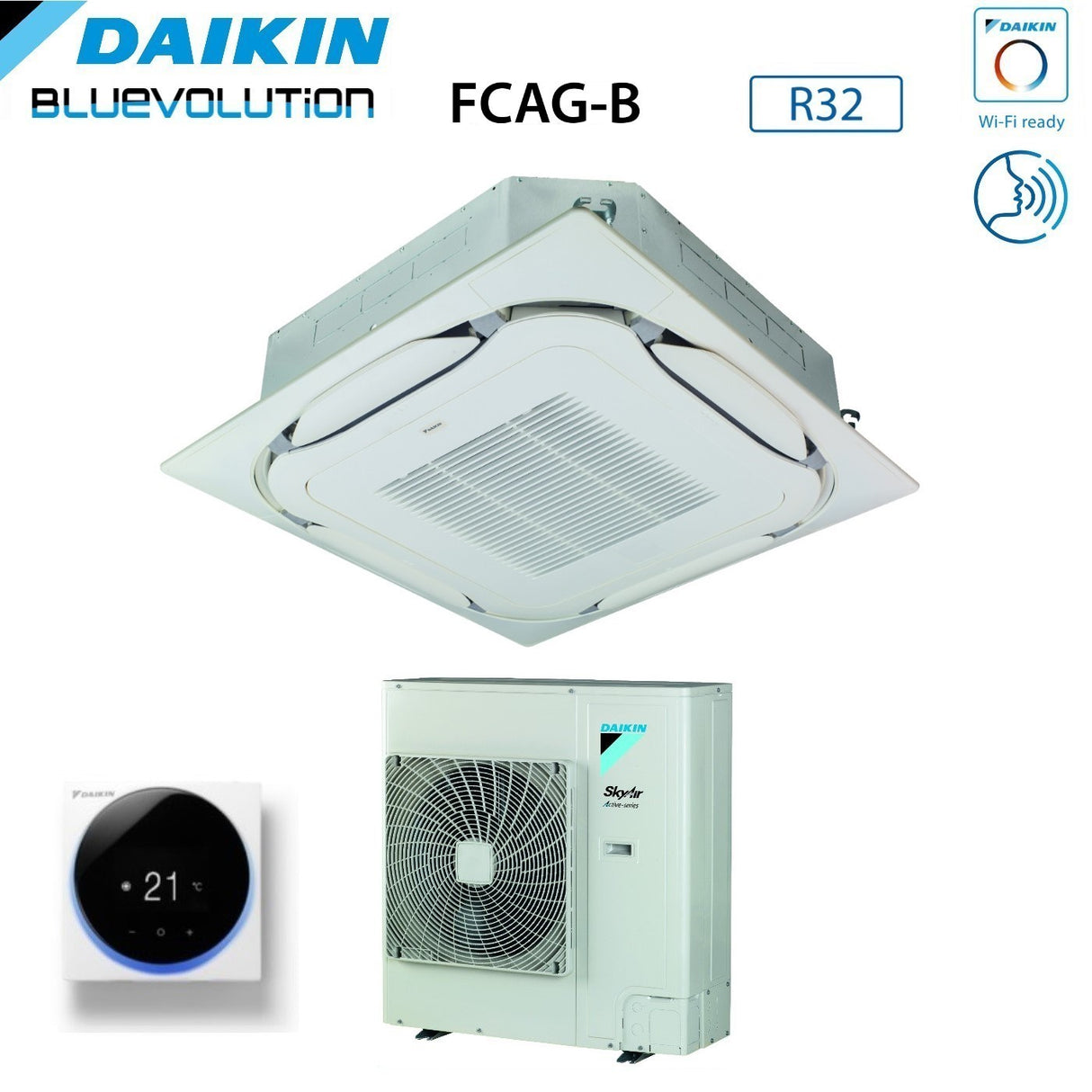 daikin climatizzatore condizionatore daikin bluevolution a cassetta round flow 36000 btu fcag100b azas100mv1 r 32 wi fi optional con griglia standard inclusa