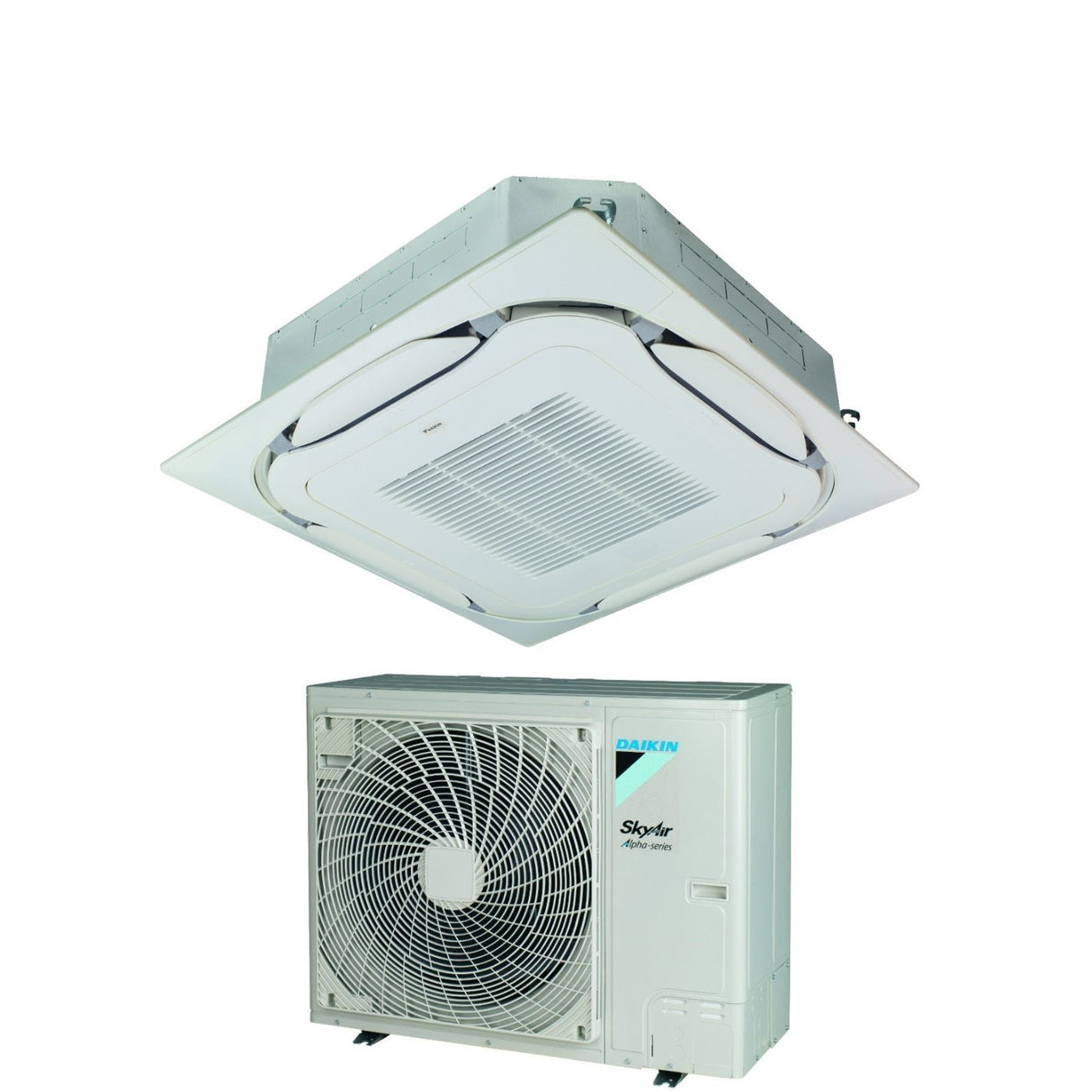 daikin climatizzatore condizionatore daikin bluevolution inverter a cassetta round flow skyair alpha series 36000 btu fcag100b rzag100ny1 trifase r 32 wi fi optional con griglia standard