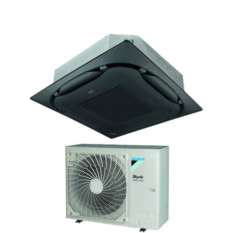 daikin climatizzatore condizionatore daikin bluevolution inverter a cassetta round flow skyair alpha series 36000 btu fcag100b rzag100ny1 trifase r 32 wi fi optional con griglia nera