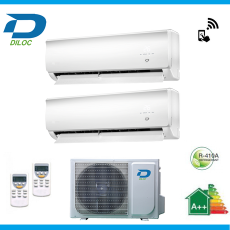 diloc climatizzatore condizionatore diloc dual split inverter serie wall 99 con wall out200 classe a 90009000 wi fi incluso ean 8059657009098