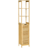 easycomfort easycomfort mobile bagno a 3 ripiani e 1 credenza design a doghe bambu 34x30x173cm