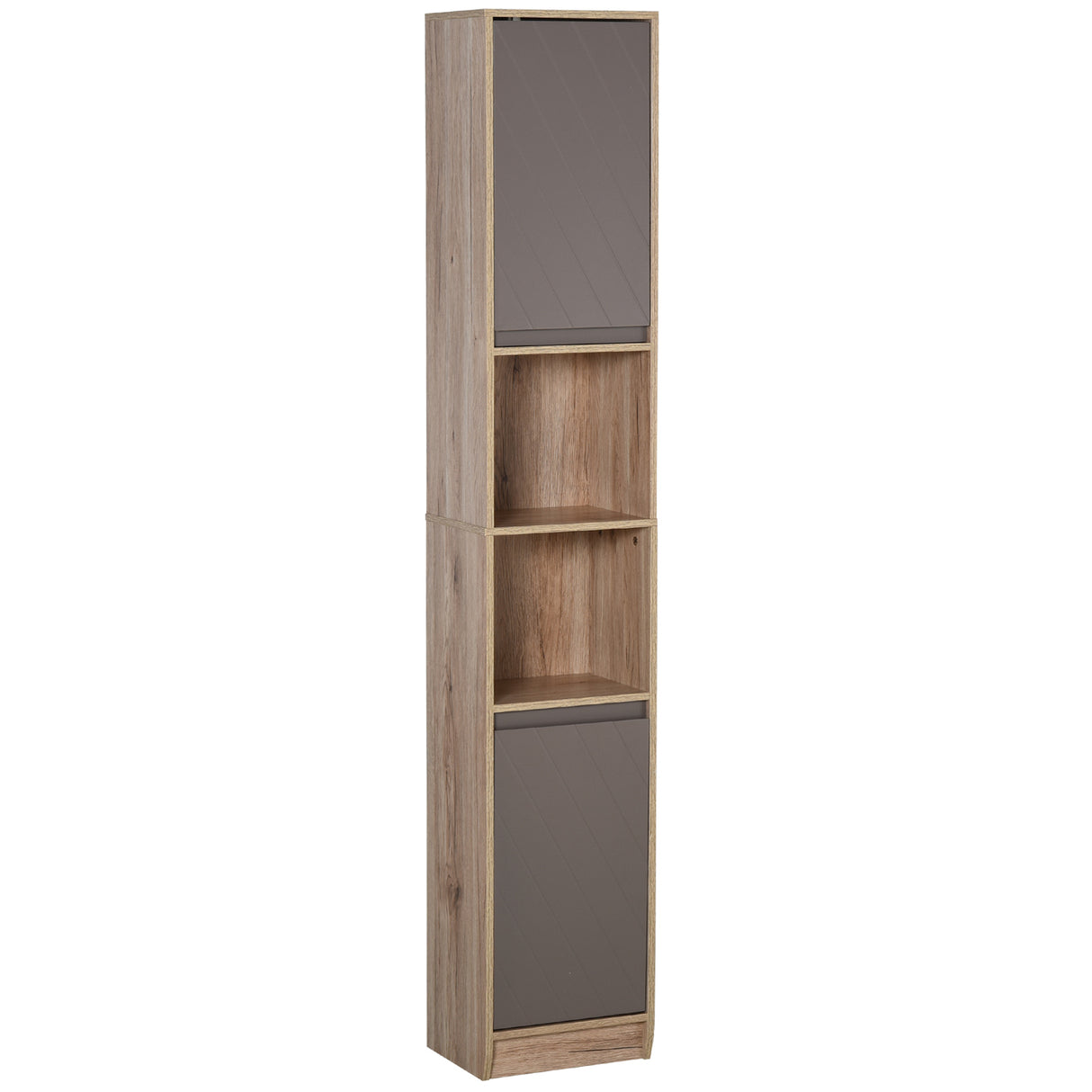 easycomfort easycomfort mobiletto salvaspazio per bagno in legno con 2 armadietti e 6 ripiani grigio e rovere 30 x 24 x 170cm ean 8054111847469