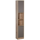 easycomfort easycomfort mobiletto salvaspazio per bagno in legno con 2 armadietti e 6 ripiani grigio e rovere 30 x 24 x 170cm ean 8054111847469