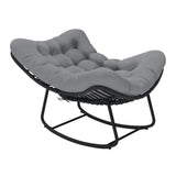 easycomfort easycomfort sedia a dondolo stile boho in rattan e metallo con cuscino morbido grigio scuro