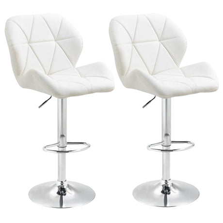 easycomfort easycomfort set 2 sgabelli da bar girevoli con altezza regolabile rivestimento similpelle e base rotonda bianco