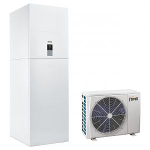 ferroli pompa di calore splittata reversibile aria acqua inverter ferroli omnia st 3.2 14 sistema con integrazione elettrica r 32 monofase con comando incluso