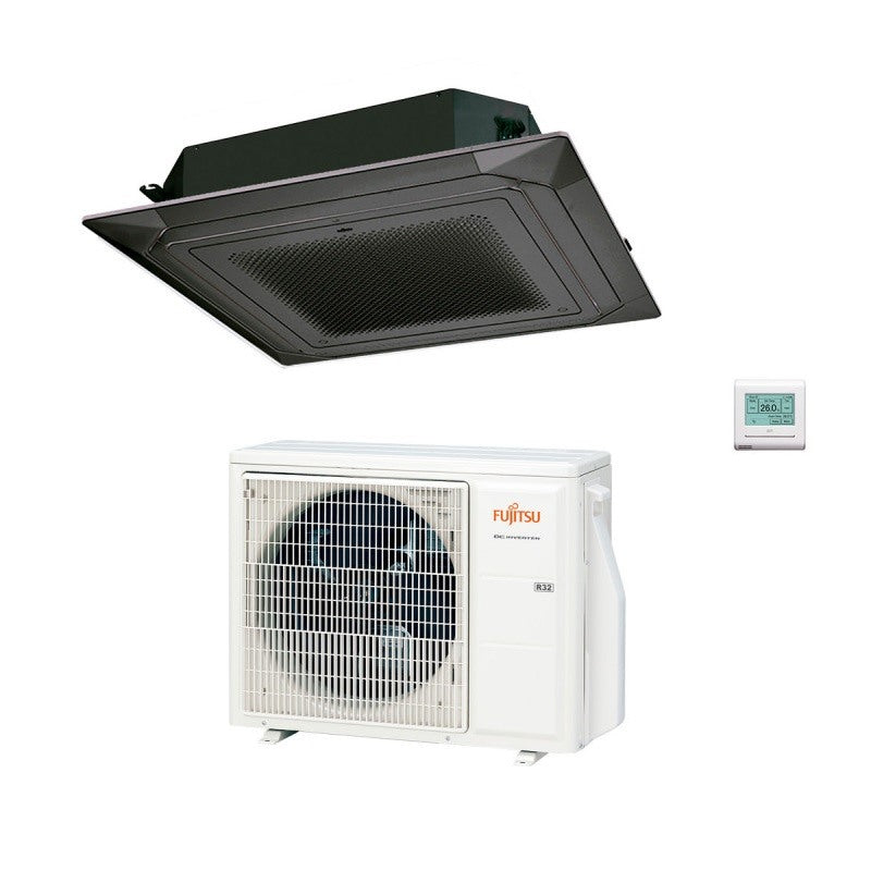 fujitsu climatizzatore condizionatore fujitsu cassetta 4 vie serie eco kr circular flow 54000 btu r 32 cod. 3ngf88455 black nero auxg54krlb novita