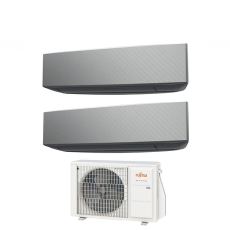 fujitsu climatizzatore condizionatore fujitsu dual split inverter serie ke silver 1214 con aoyg18kbta2 r 32 wi fi integrato 1200014000 colore argento