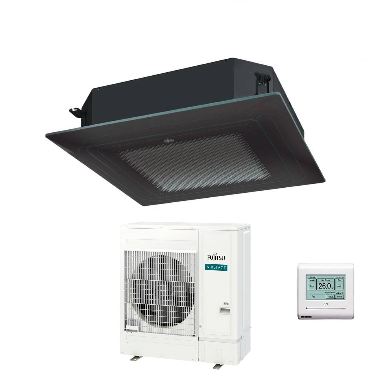 fujitsu condizionatore a cassetta fujitsu kr circular flow black 45000 btu auxg45krlb monofase r 32 wi fi optional con griglia e filocomando