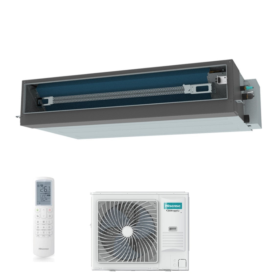 hisense climatizzatore canalizzabile hisense turbo 48000 btu aud140ux4reh8 trifase r 32 wi fi optional con telecomando