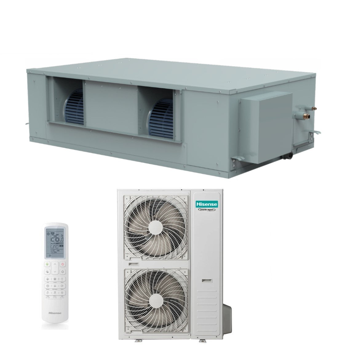 hisense climatizzatore condizionatore hisense canalizzato canalizzabile hsp inverter 85000 btu aud250ux4rph8 trifase r 32 wi fi optional con comando a filo e telecomando di serie