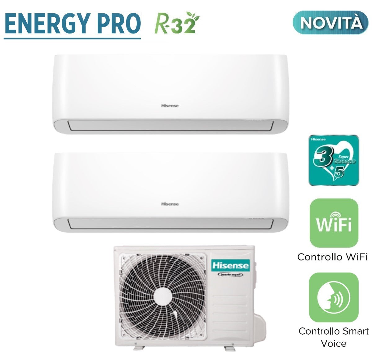 hisense climatizzatore condizionatore hisense dual split inverter serie energy pro 99 con 2amw52u4rxc r 32 wi fi integrato 90009000 novita