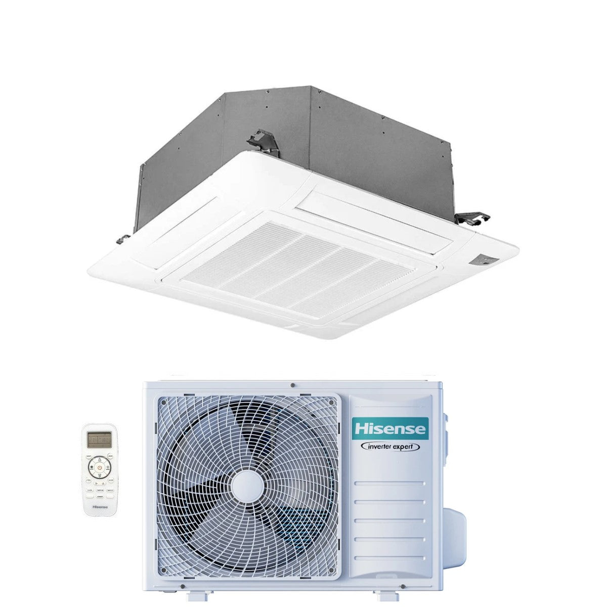 hisense climatizzatore condizionatore hisense inverter a cassetta serie turbo 12000 btu act35ur4rcc8 auw35u4rs8 r 32 wi fi optional classe aa con telecomando e pannello incluso