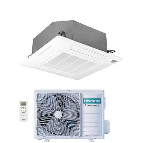 hisense climatizzatore condizionatore hisense inverter a cassetta serie turbo 9000 btu act26ur4rcc8 auw26u4rs8 r 32 wi fi optional classe aa con telecomando e pannello incluso