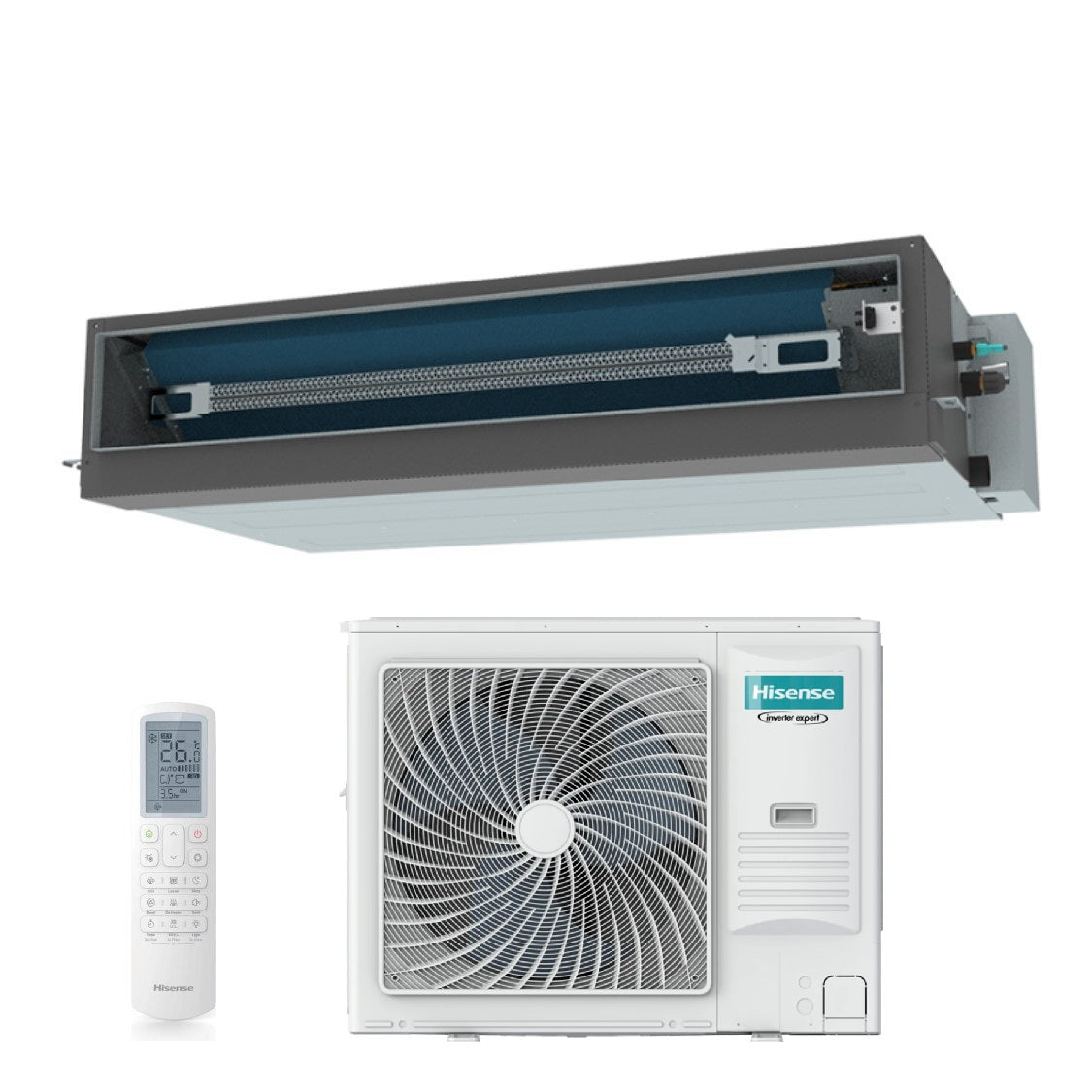 hisense condizionatore canalizzato hisense turbo 42000 btu r 32 wi fi optional con telecomando di serie