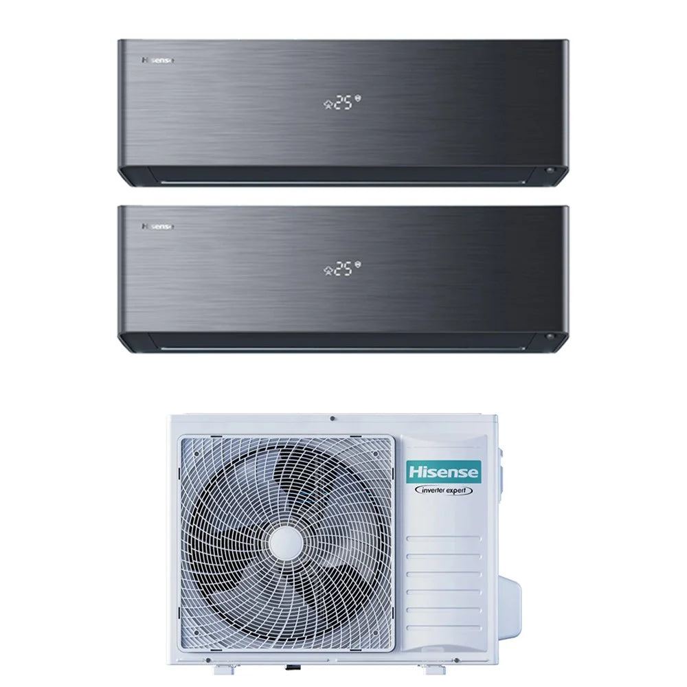 hisense condizionatore hisense dual split inverter energy pro x black 1200012000 btu con 3amw72u4rjc r 32 wi fi integrato