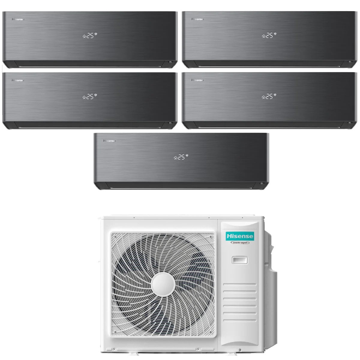 hisense condizionatore hisense penta split inverter energy pro x black 99999 con 5amw105u4rqc r 32 wi fi integrato