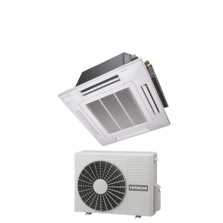 hitachi climatizzatore condizionatore hitachi a cassetta 4 vie inverter 9000 btu rai 25rpe r 32 wi fi optional con griglia inclusa novita