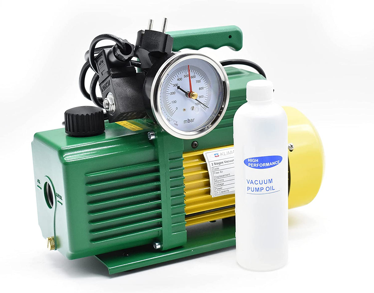 klimaline pompa vuoto bistadio klimaline con vacuometro e valvola solenoide per impianti gas hfo r32 r410 r1234yf 142 lmin motore antideflagrante per condizionamento climatizzatore