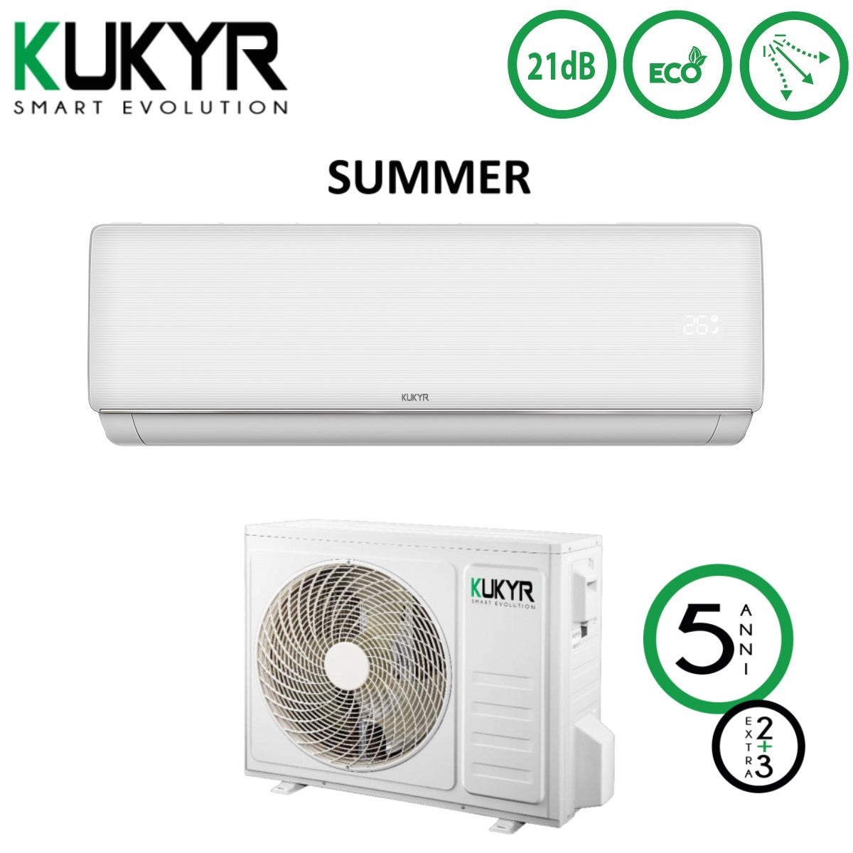 kukyr climatizzatore condizionatore kukyr inverter serie summer 18000 btu summer18 r 32 classe aa ean 8059657009456